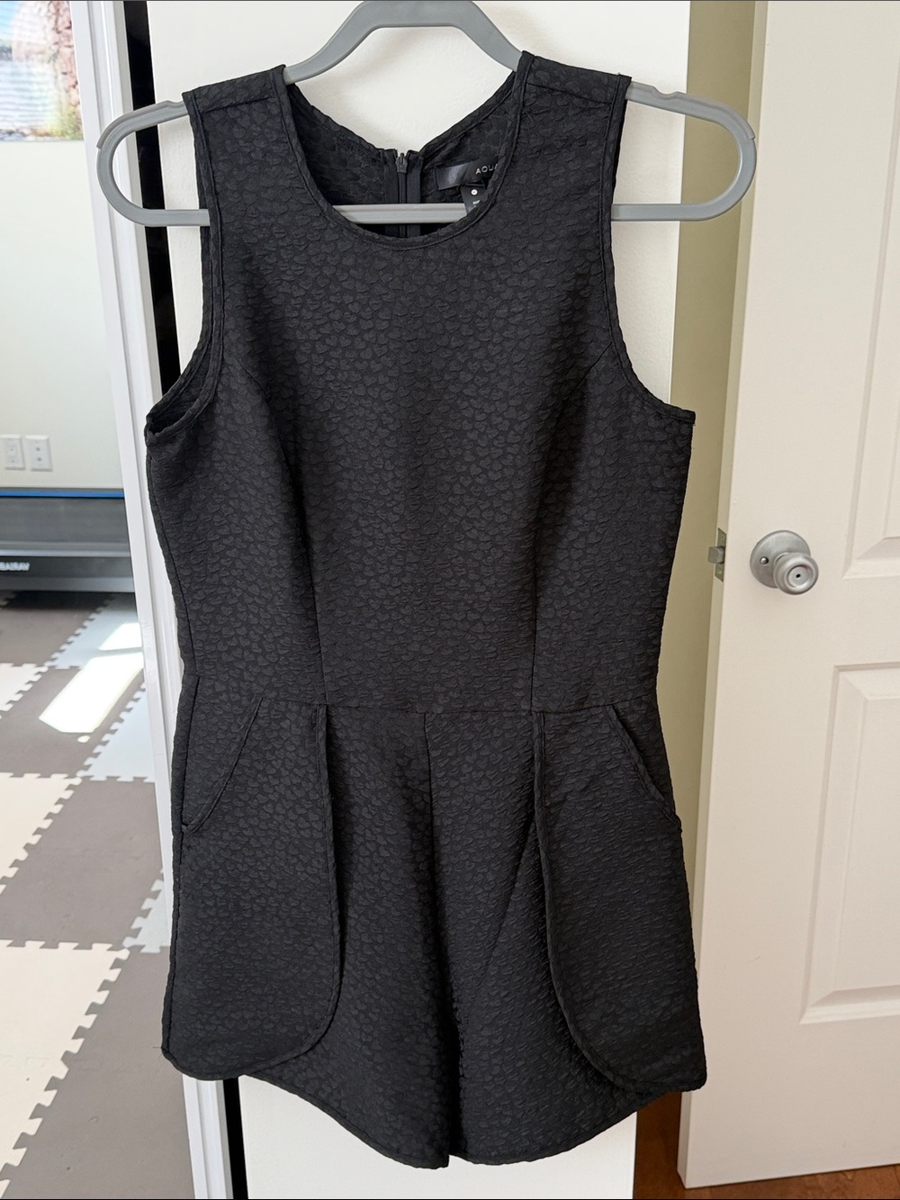 Aqua Black Textured Romper